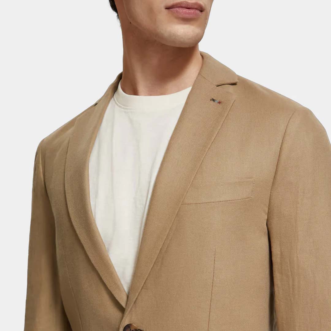 UNCONSTRUCTED SINGLE-BREASTED TWILL BLAZER | SEASTONE