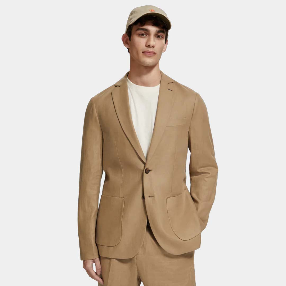 UNCONSTRUCTED SINGLE-BREASTED TWILL BLAZER | SEASTONE