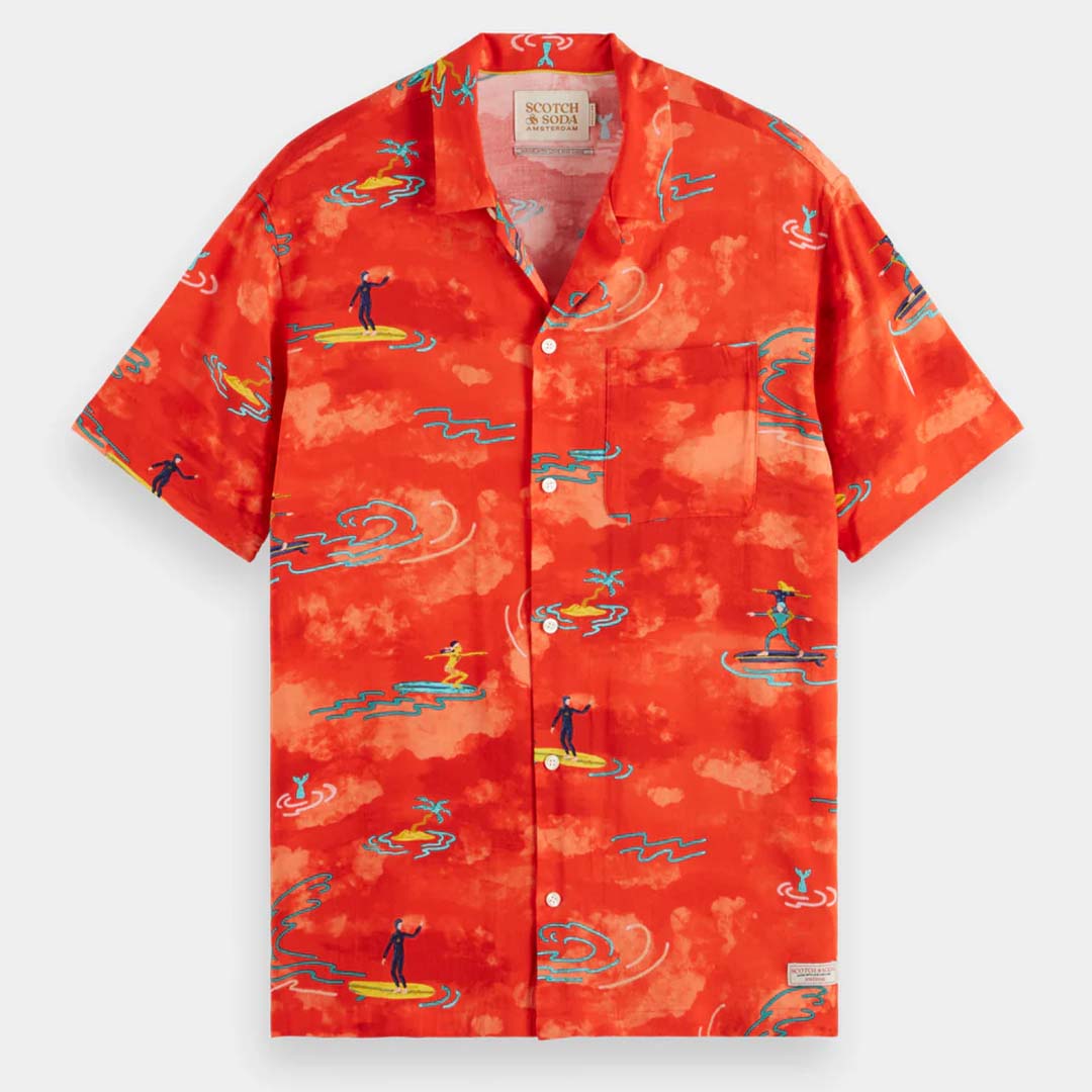 VISCOSE PRINTED SHIRT | RED SURFER