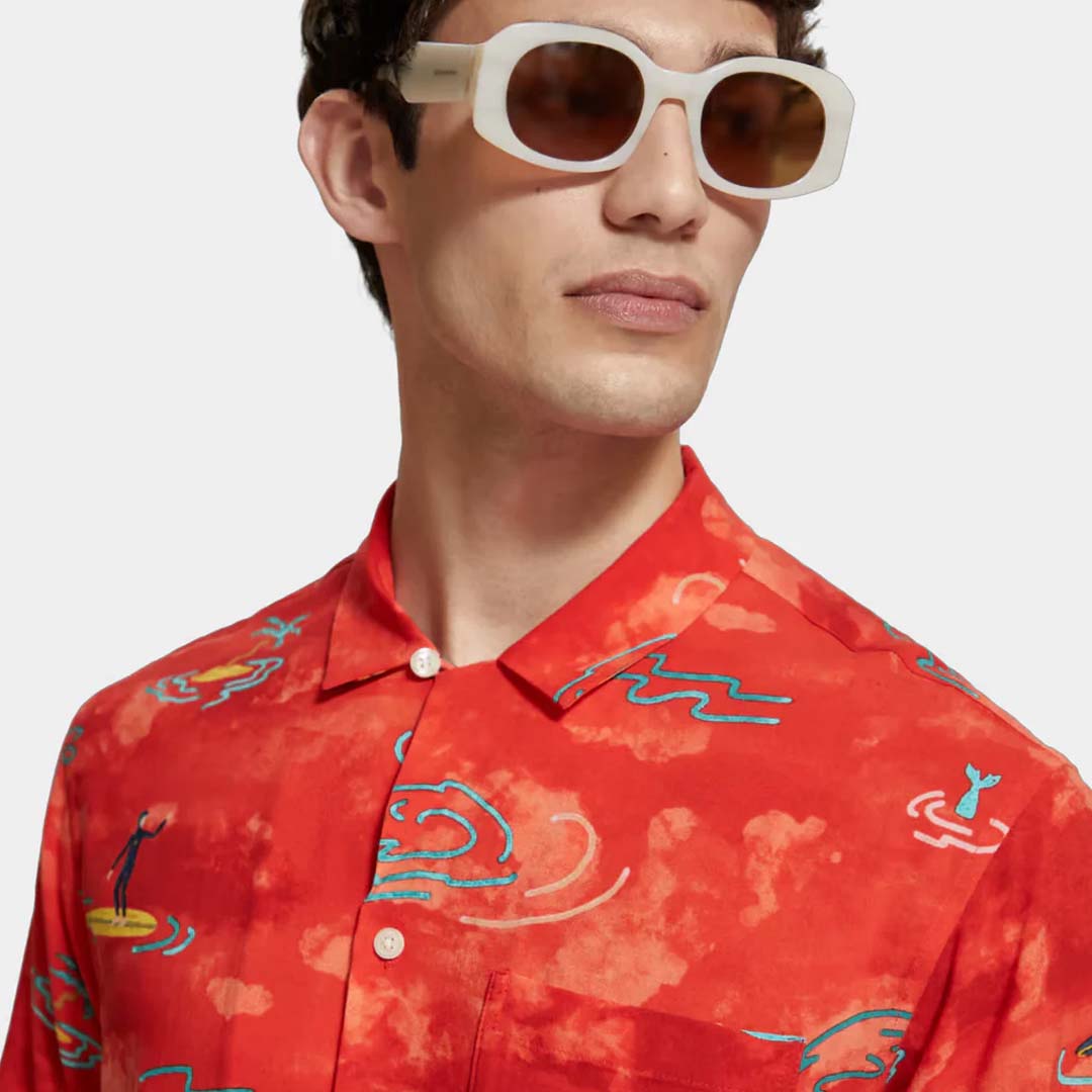 VISCOSE PRINTED SHIRT | RED SURFER