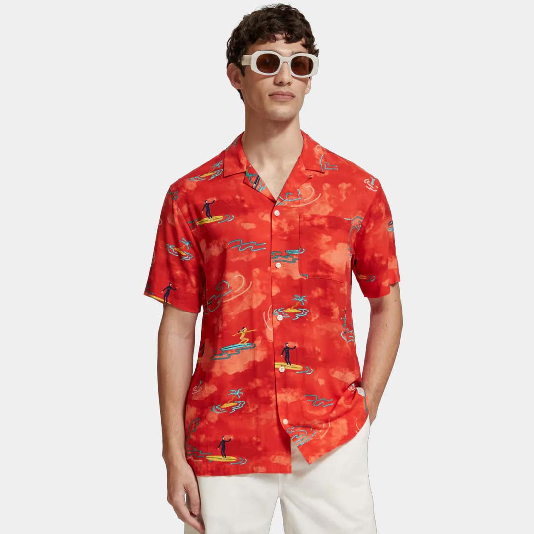 VISCOSE PRINTED SHIRT | RED SURFER