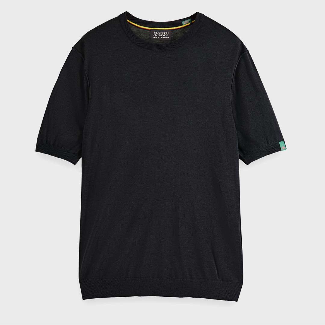 WOOL BLEND KNITTED T-SHIRT | BLACK