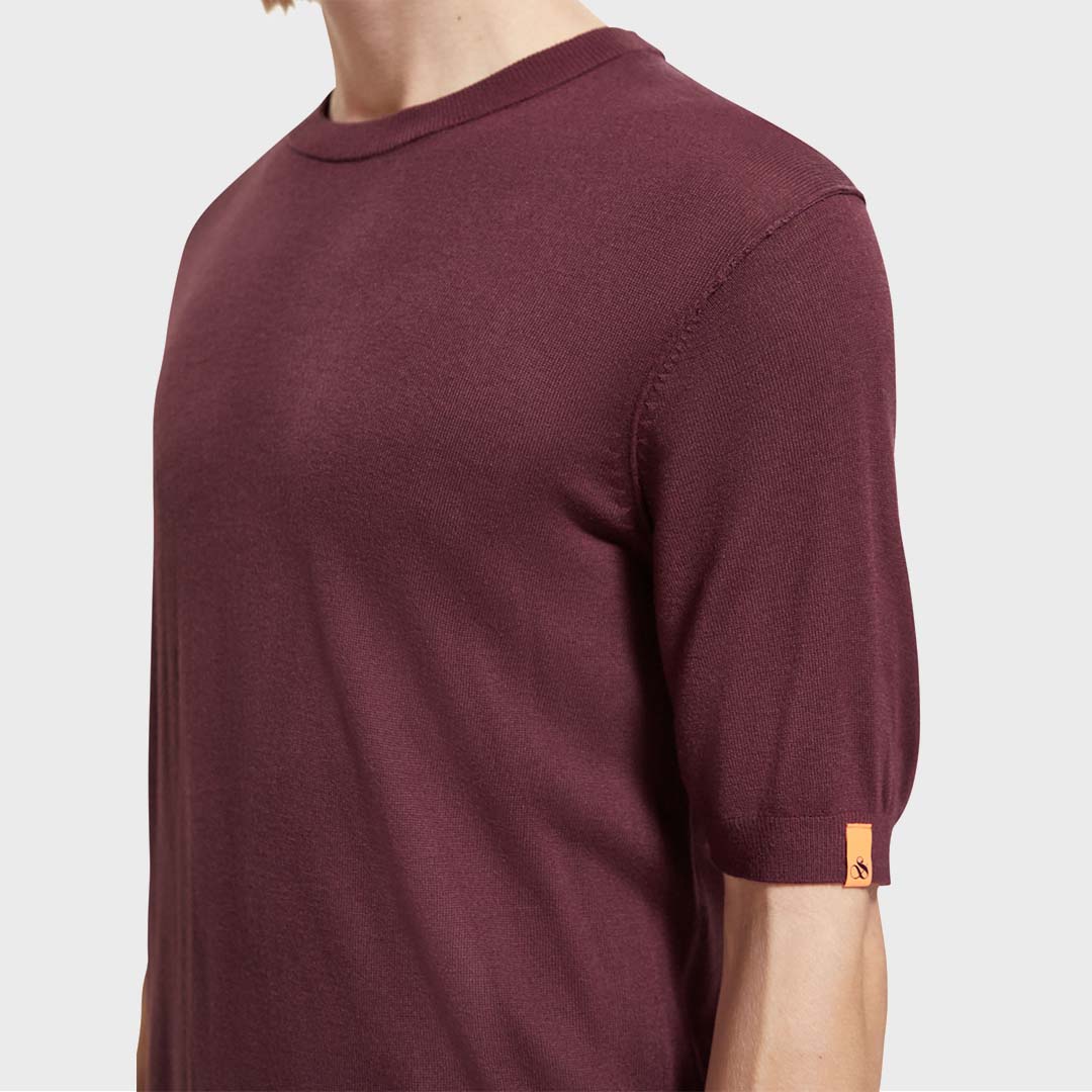 WOOL BLEND KNITTED T-SHIRT | BERRY WINE