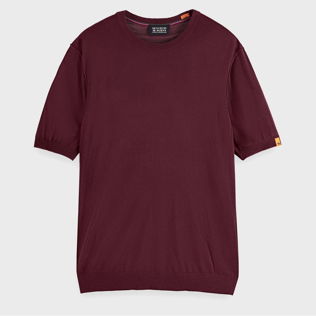 WOOL BLEND KNITTED T-SHIRT | BERRY WINE