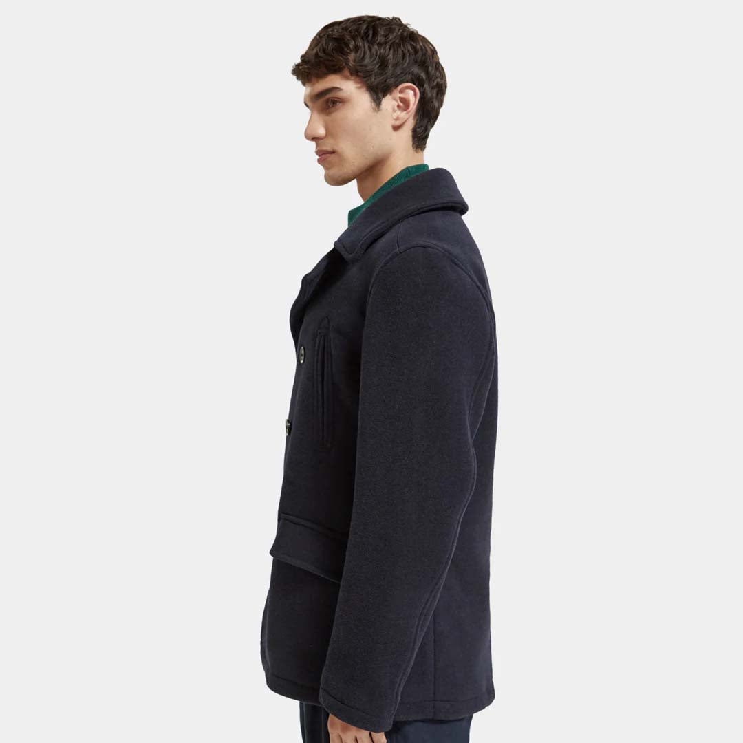 WOOL BLEND PEACOAT | NIGHT