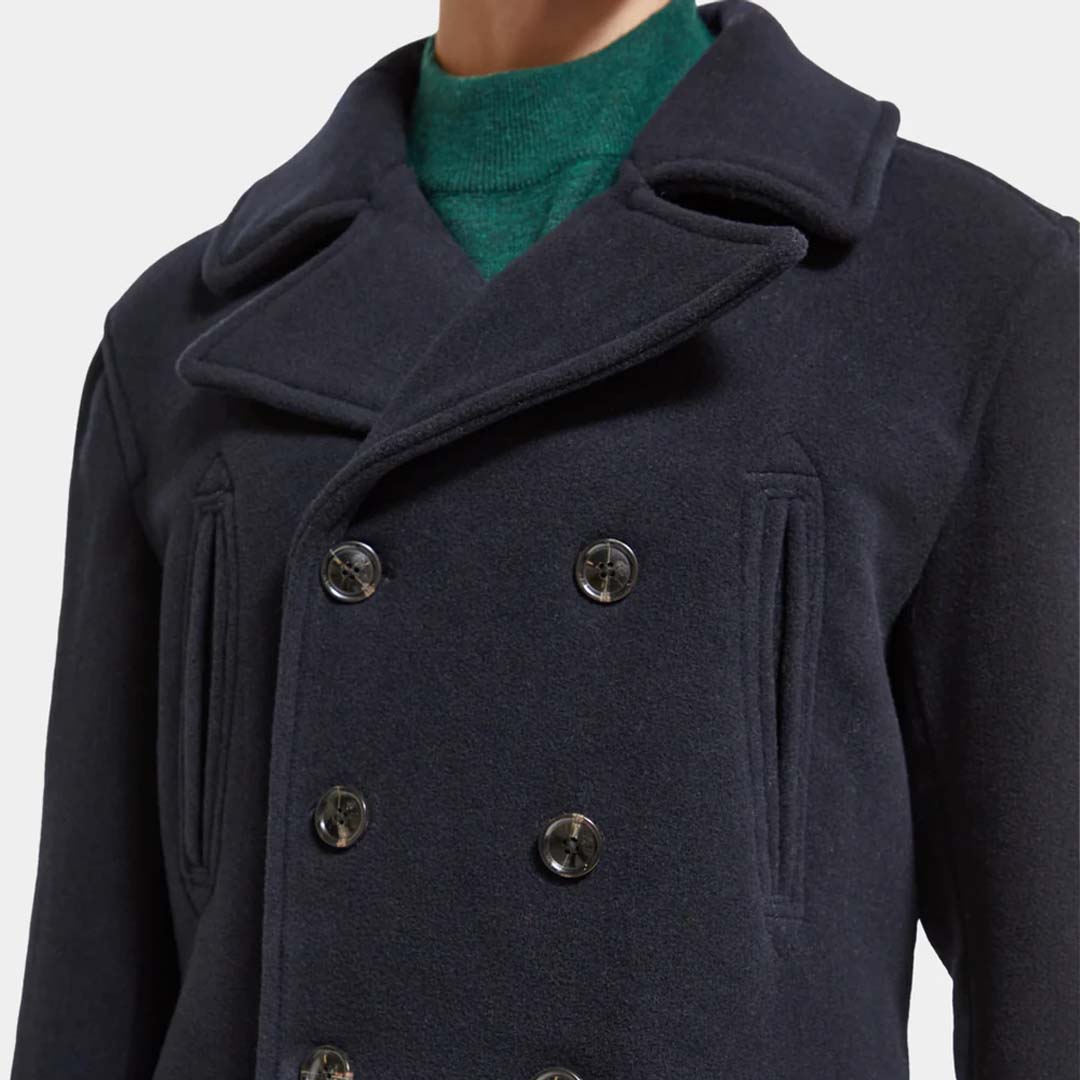 WOOL BLEND PEACOAT | NIGHT