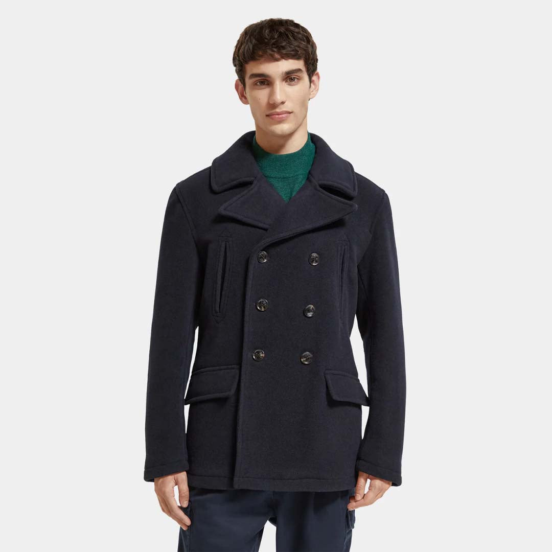 WOOL BLEND PEACOAT | NIGHT