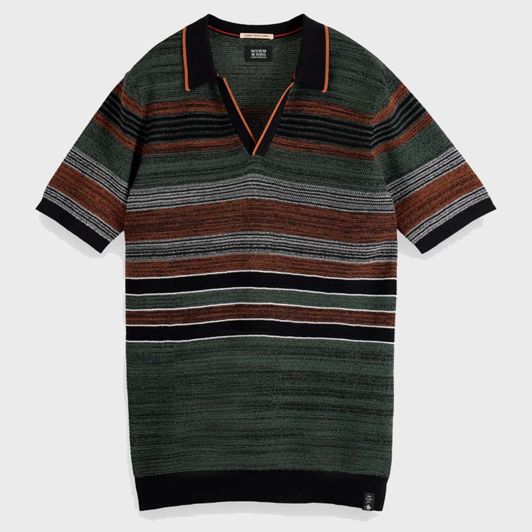KNITTED STRIPED POLO SHIRT | MULTI STRIPE