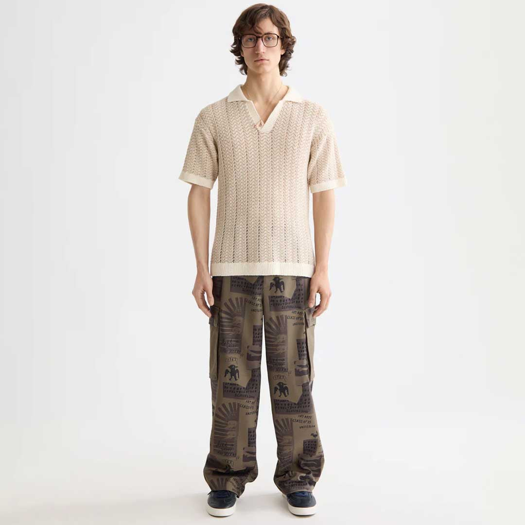 Knitted V-Neck Polo | Eggnog