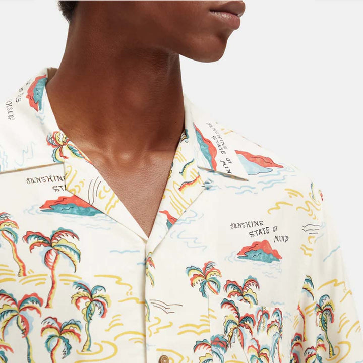 PRINTED CAMP SHIRT | WHITE