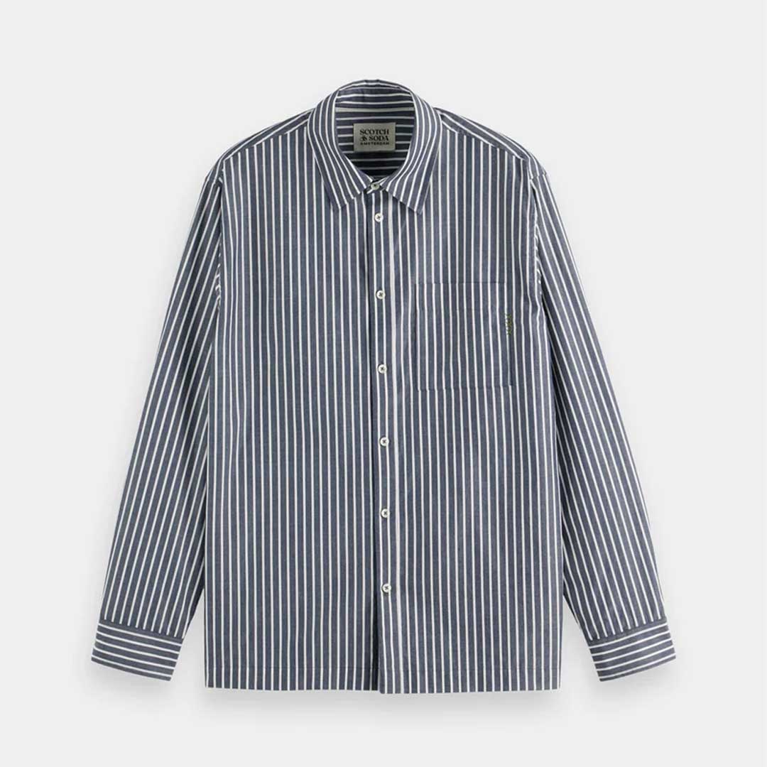 Striped Poplin Shirt | Sky Captain Stripes