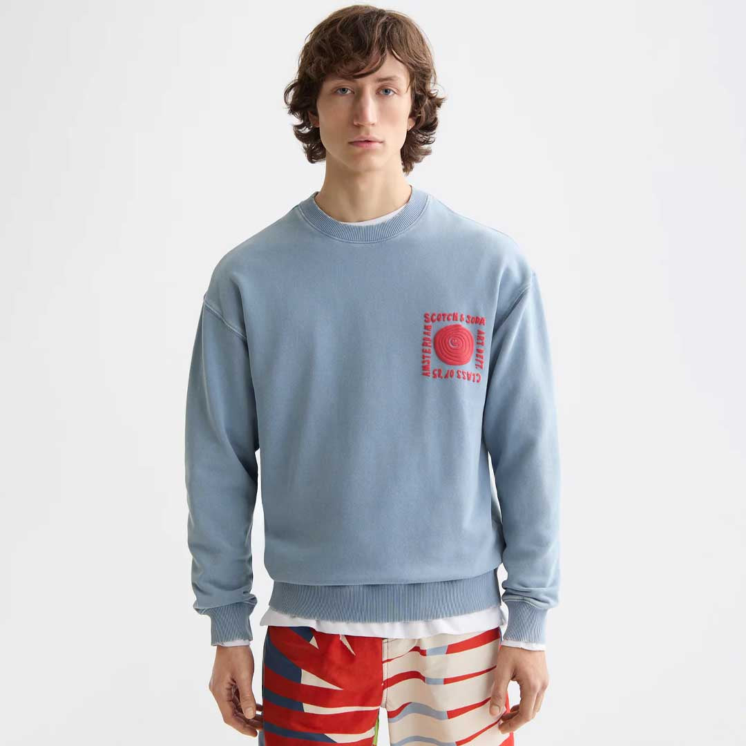 Washed Artwork Sweatshirt | Faded Denim