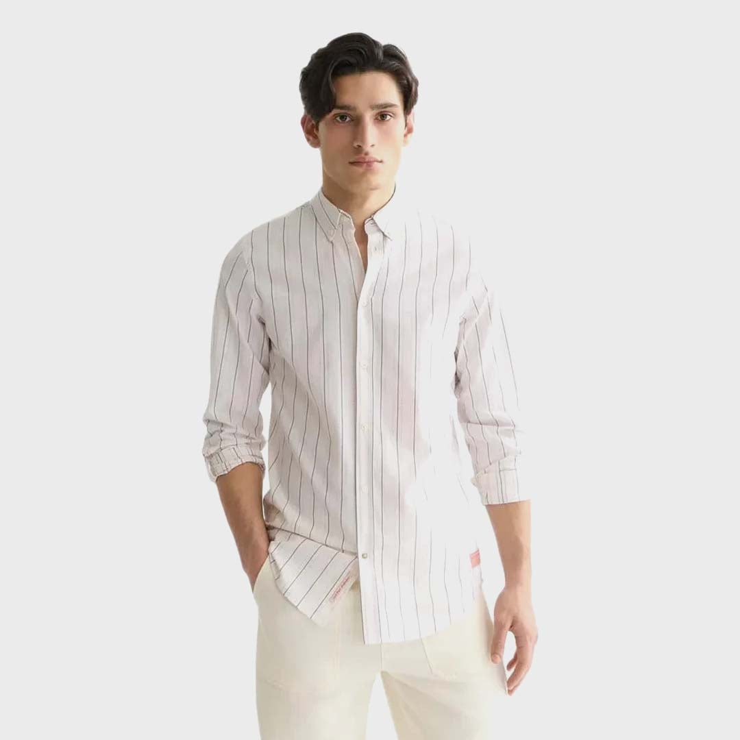 Dobby Shirt | Eggnog Stripe