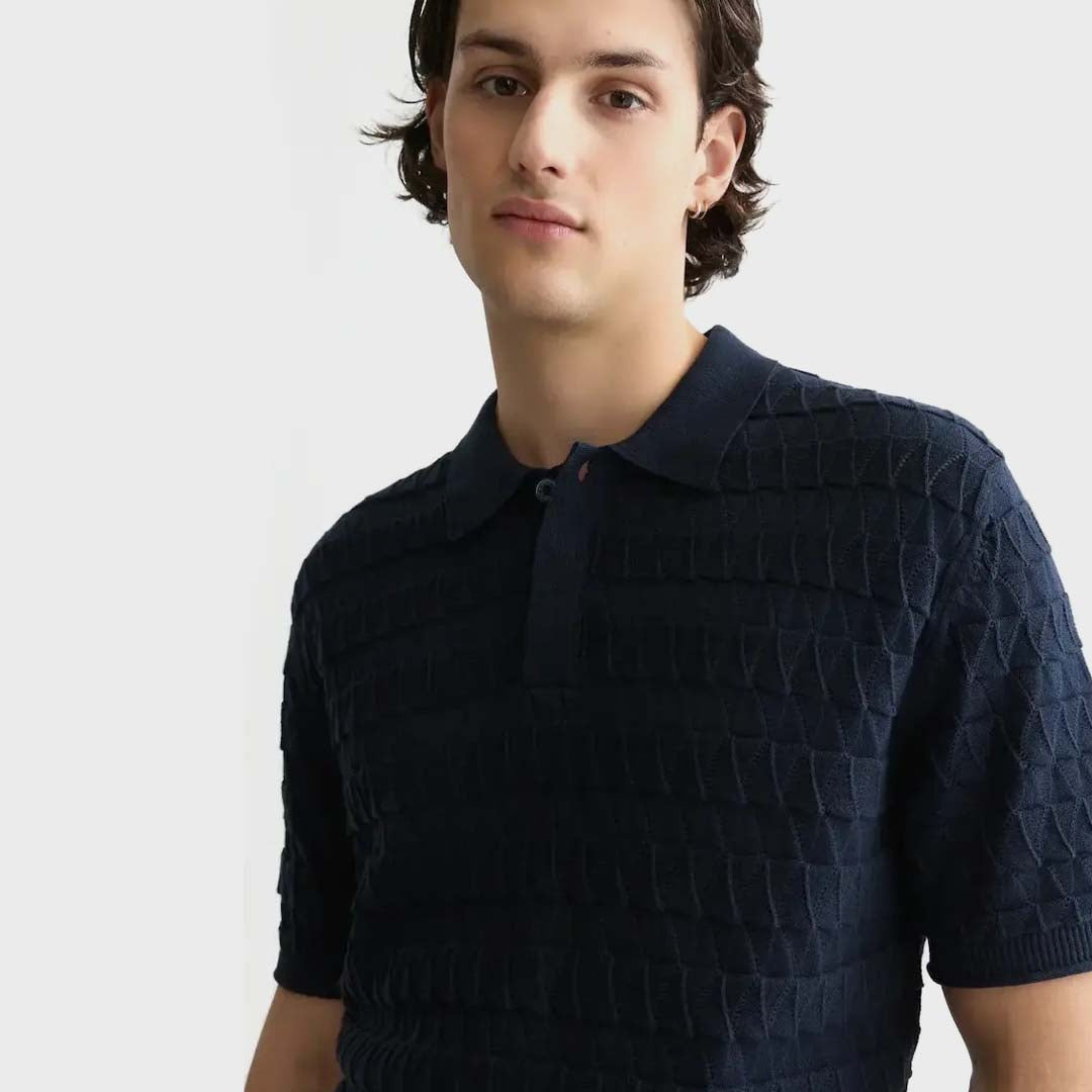 Knitted Polo | Sky Captain