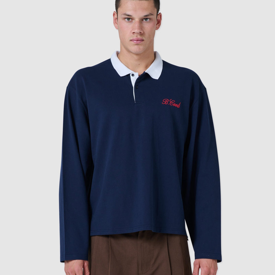 B.Cools Scribe Crop Polo in navy, front