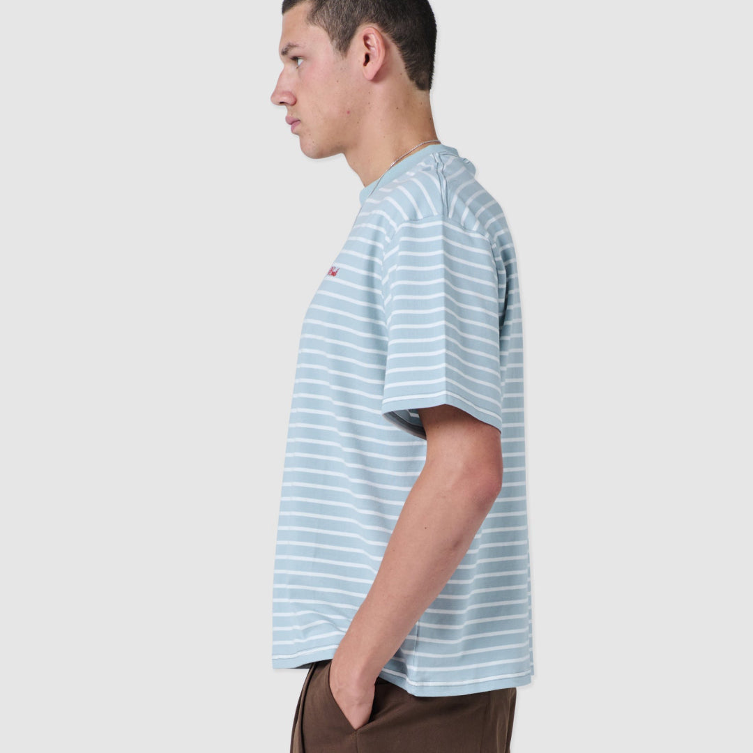 B.Cools Scribe T-shirt in blue stripe, worn back