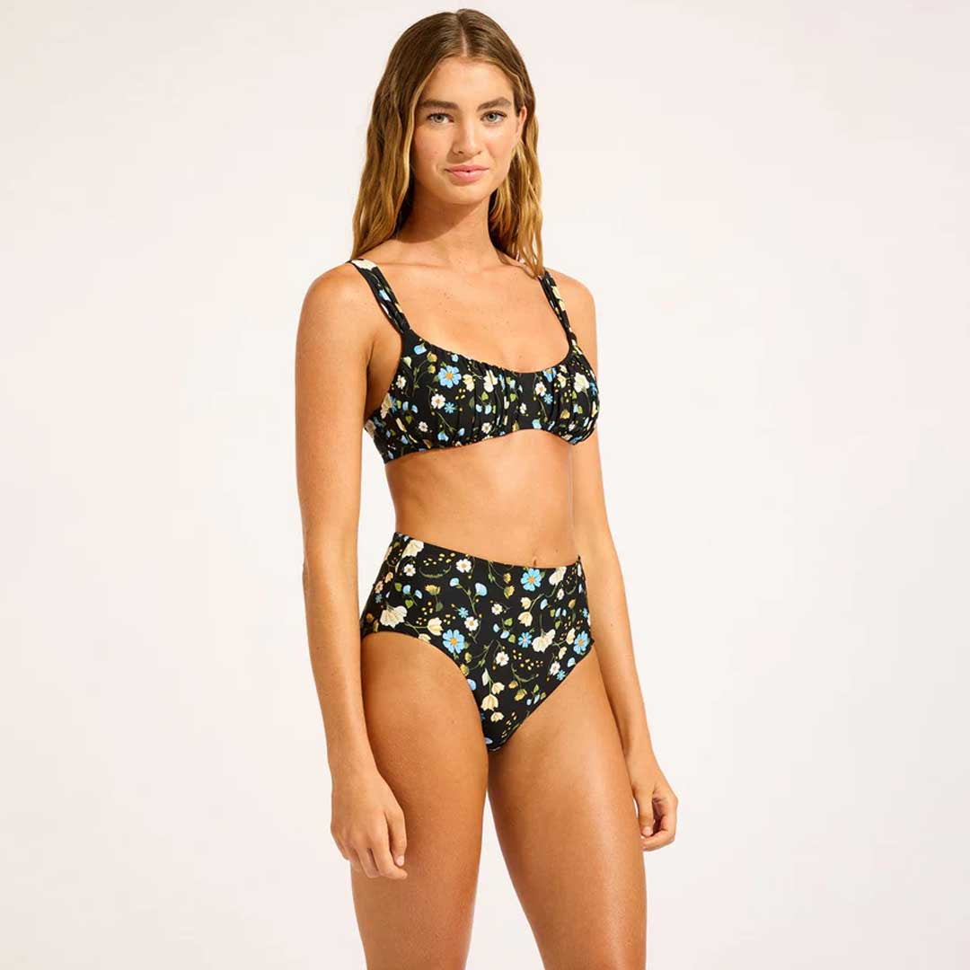 Modern Romance High Waisted Bikini Bottom | Black