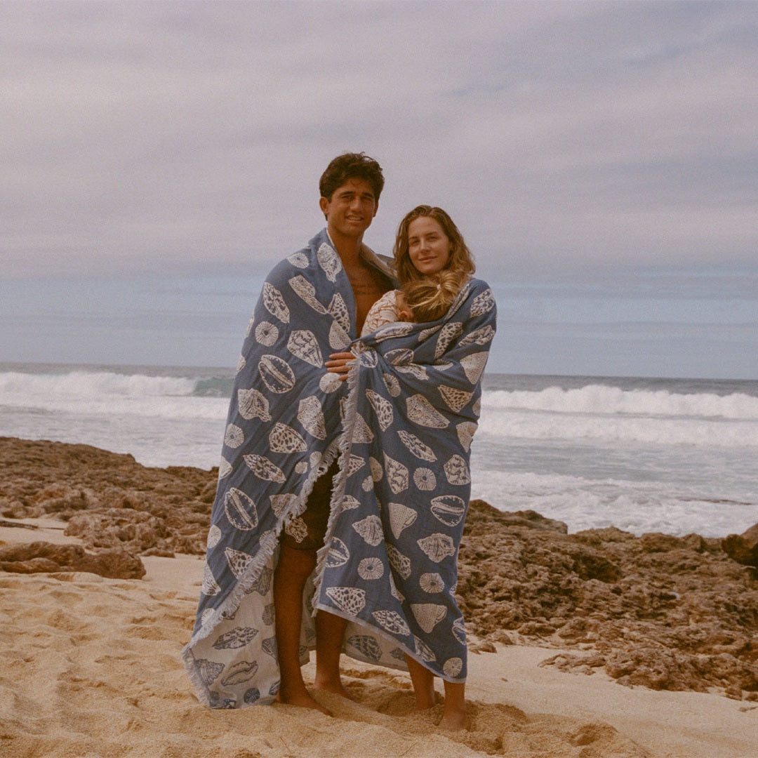 Slowtide Treasures Driftweave Blanket in Salt Water — product detail view 3
