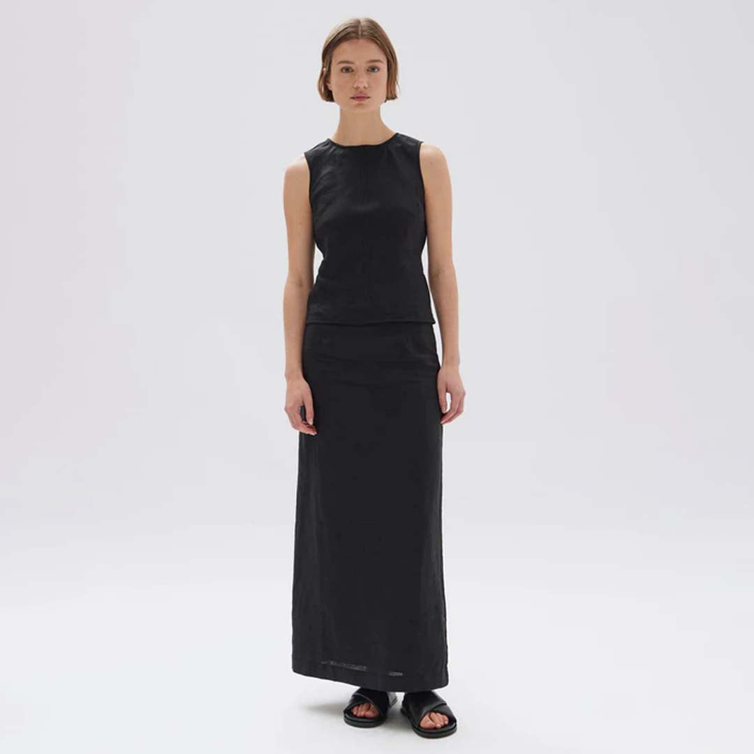 SOLIS LINEN TOP | BLACK