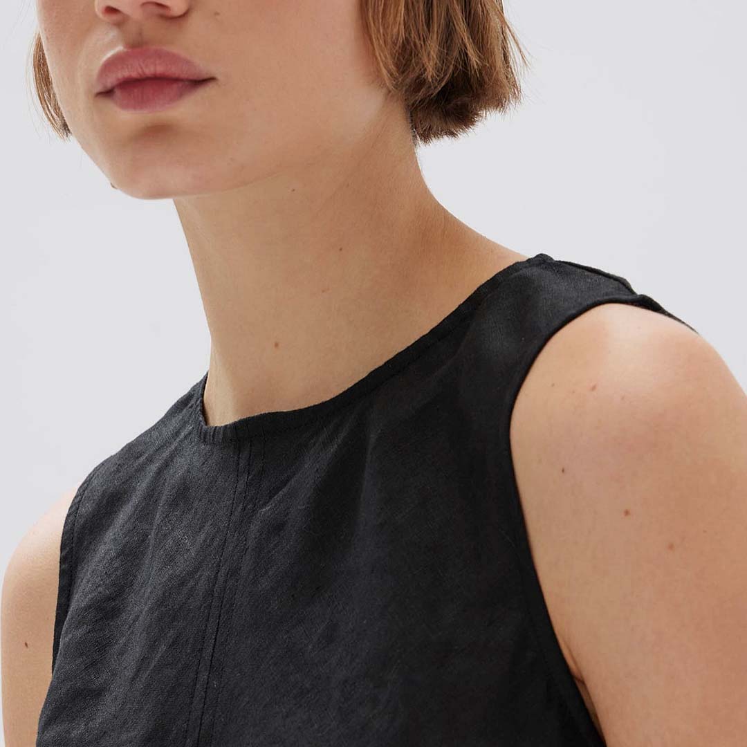 SOLIS LINEN TOP | BLACK