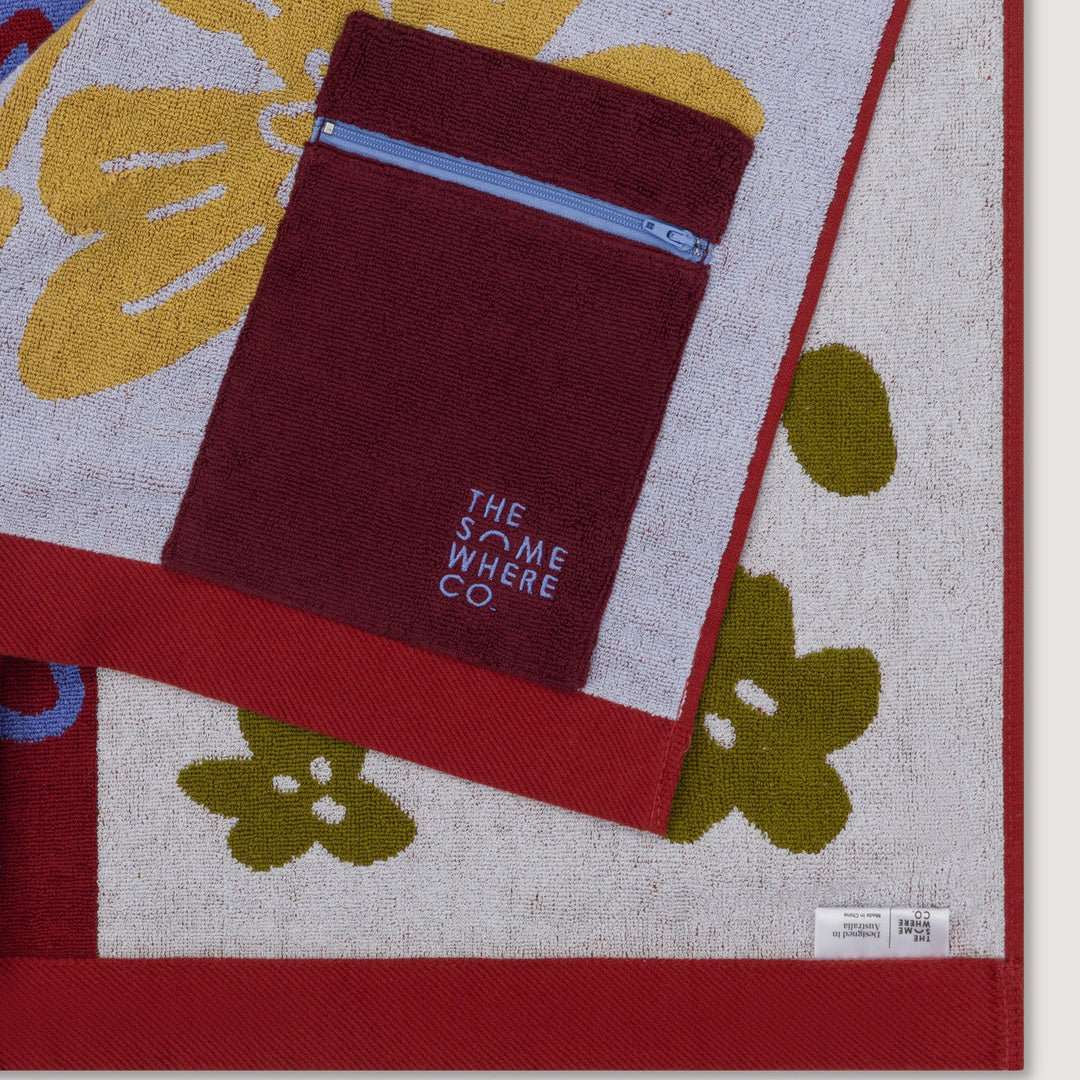 The Somewhere Co. Premium Cotton Beach Towel in Flor Del Sol — official image 07
