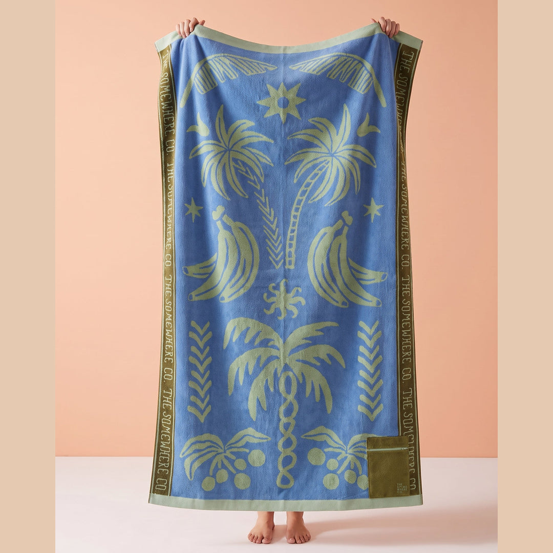 The Somewhere Co. Premium Cotton Beach Towel in Tropicalia — official image 02