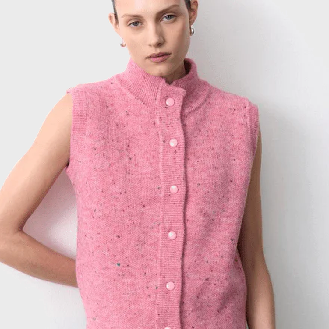 Speckle Knitted Vest | Pink