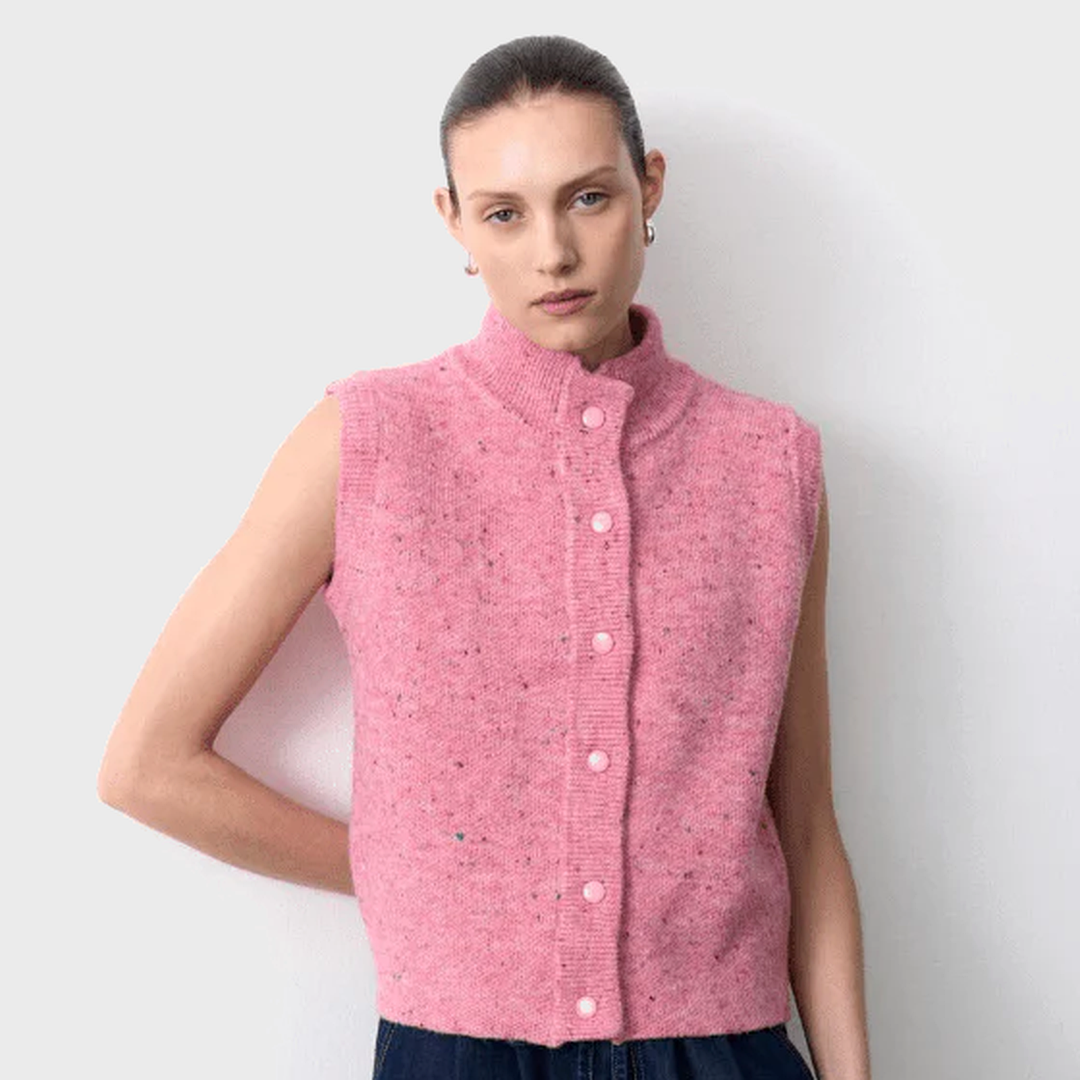 Speckle Knitted Vest | Pink