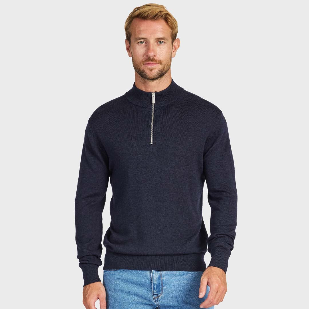 ACADEMY MERINO 1/4 ZIP | NAVY