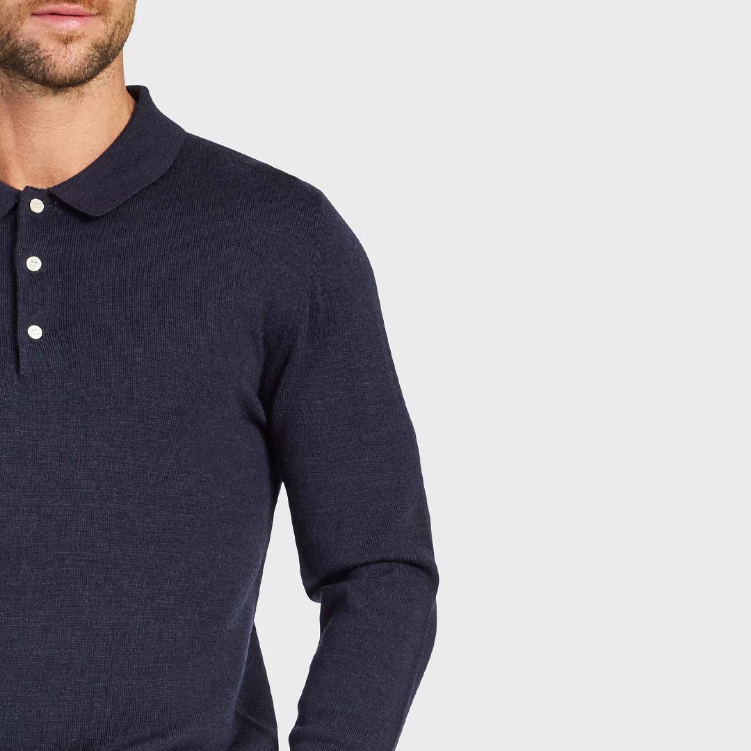 ACADEMY MERINO POLO | NAVY