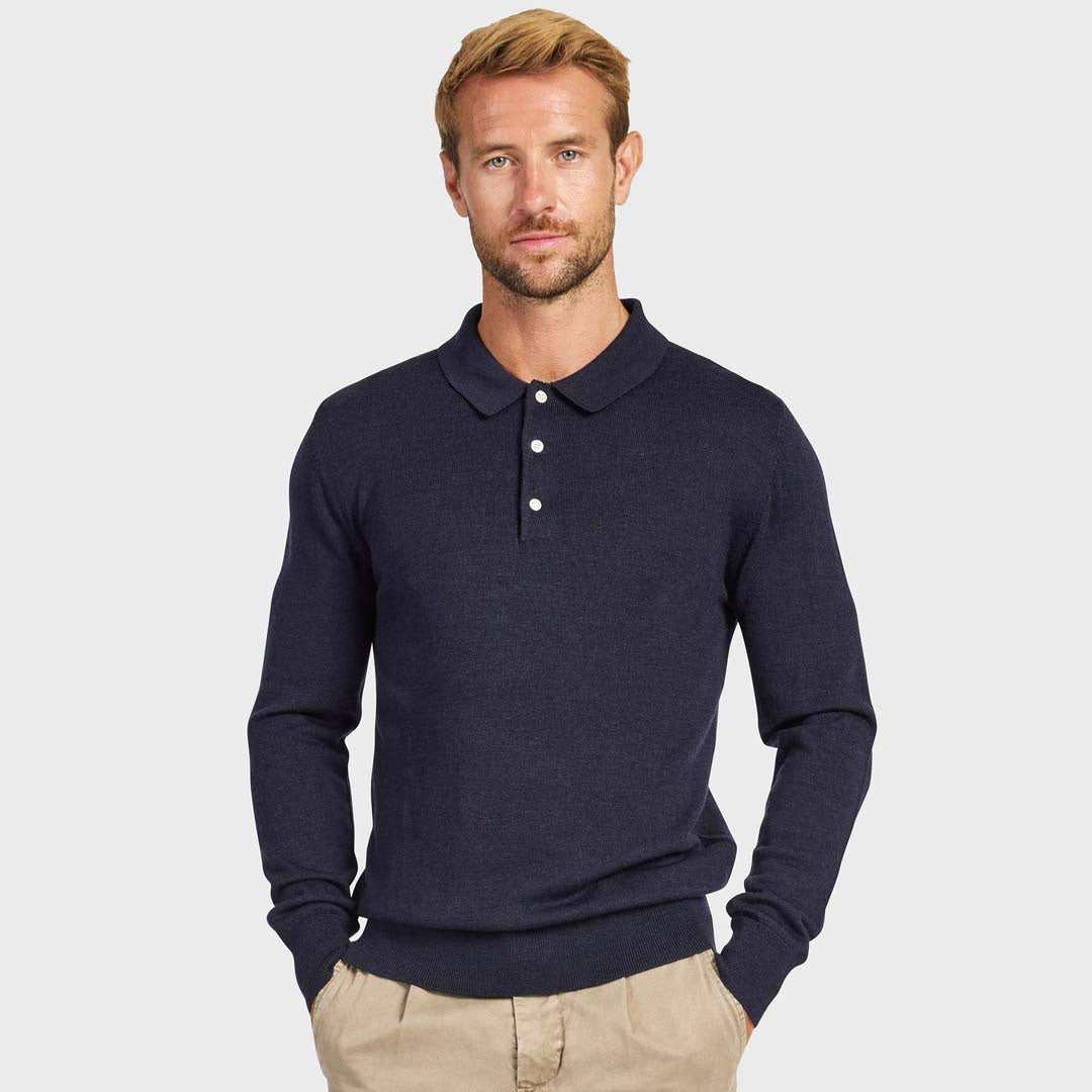 ACADEMY MERINO POLO | NAVY