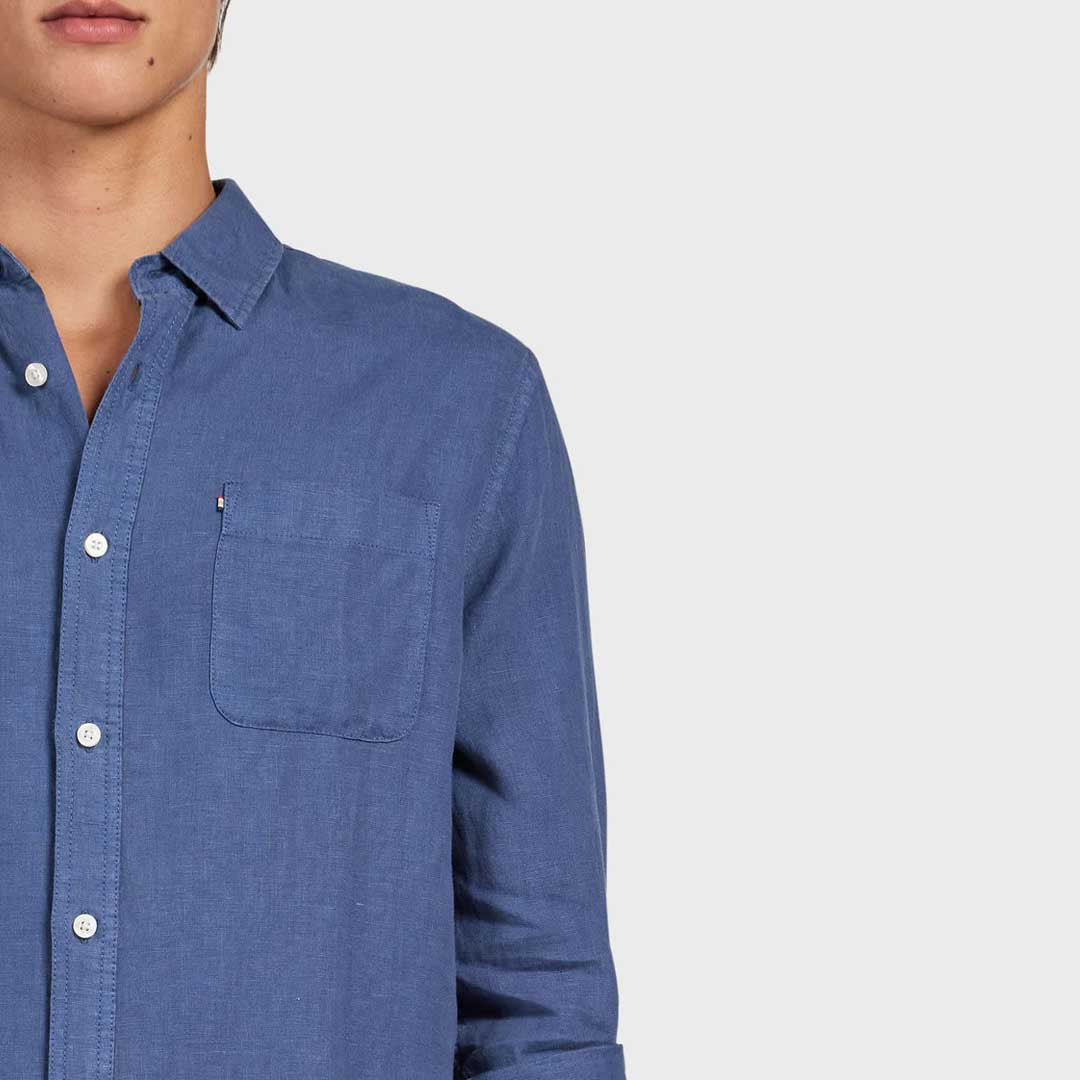 Hampton Linen Shirt  | Petrol Blue