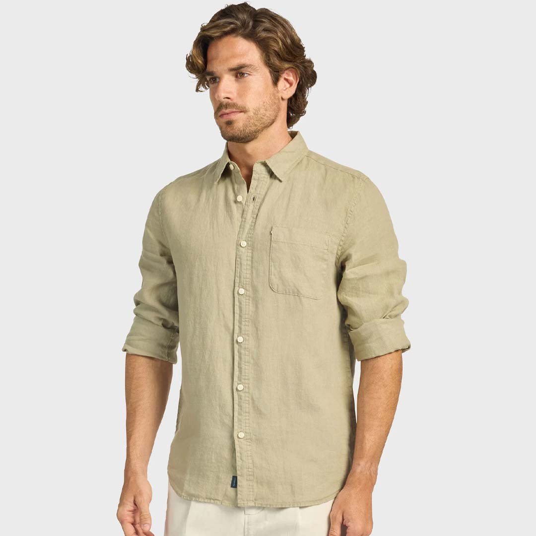 HAMPTON LINEN SHIRT | ALOE GREEN