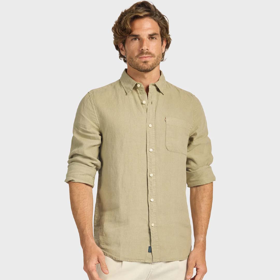 HAMPTON LINEN SHIRT | ALOE GREEN