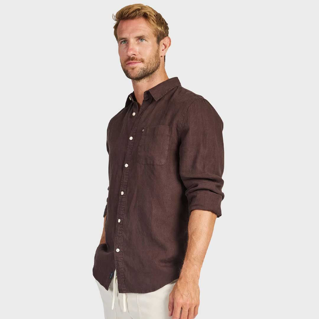 Hampton Linen Shirt | Coffee Bean