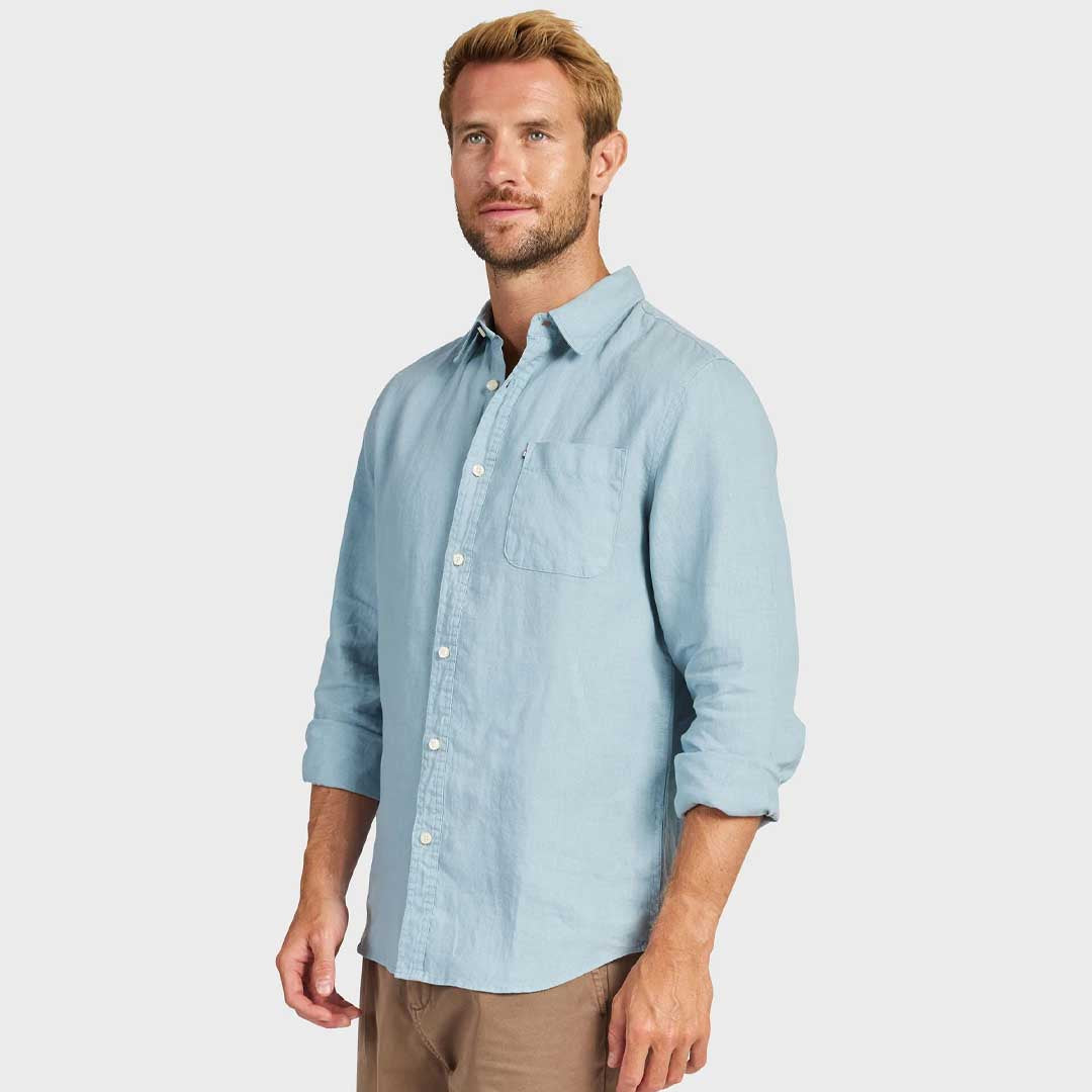 Hampton Linen Shirt | Stone Blue
