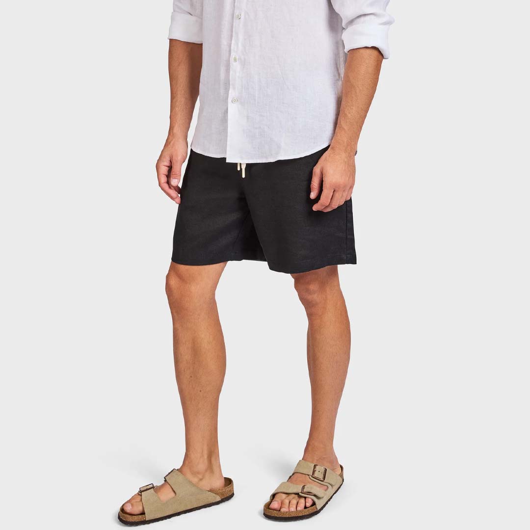 JEFF LINEN SHORT | BLACK