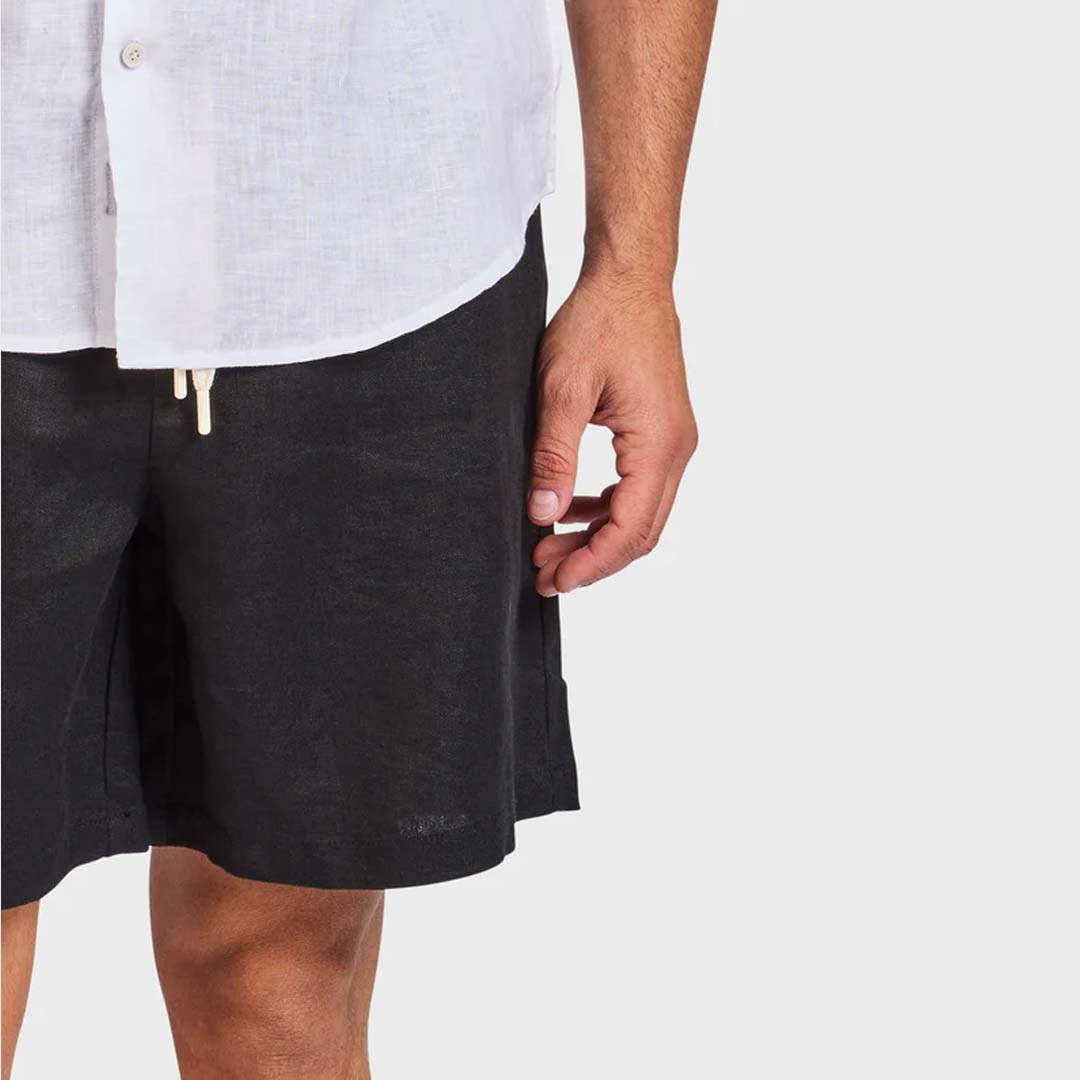 JEFF LINEN SHORT | BLACK