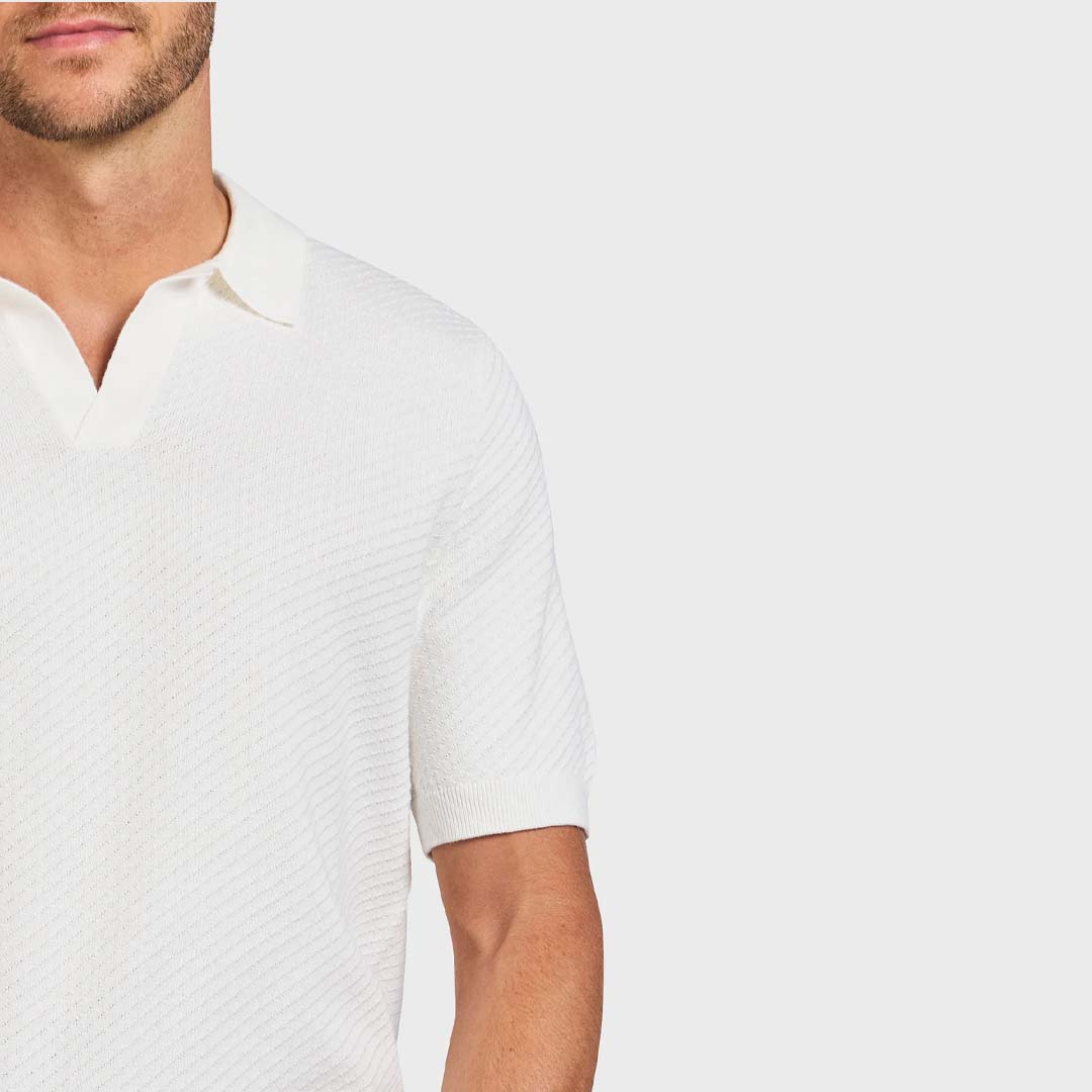 JONNY TEXTURED KNIT POLO | NATURAL