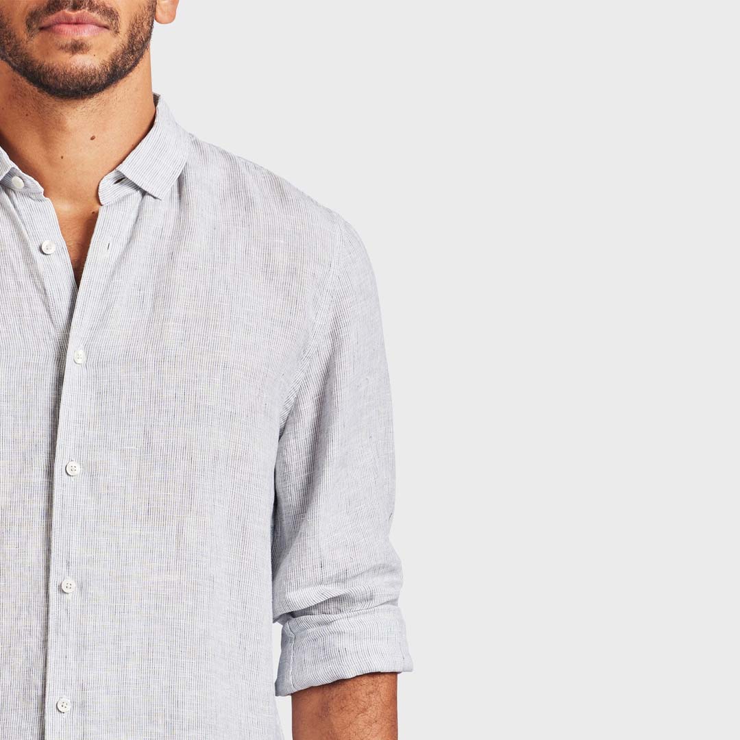 MICK LINEN SHIRT | NAVY STRIPE