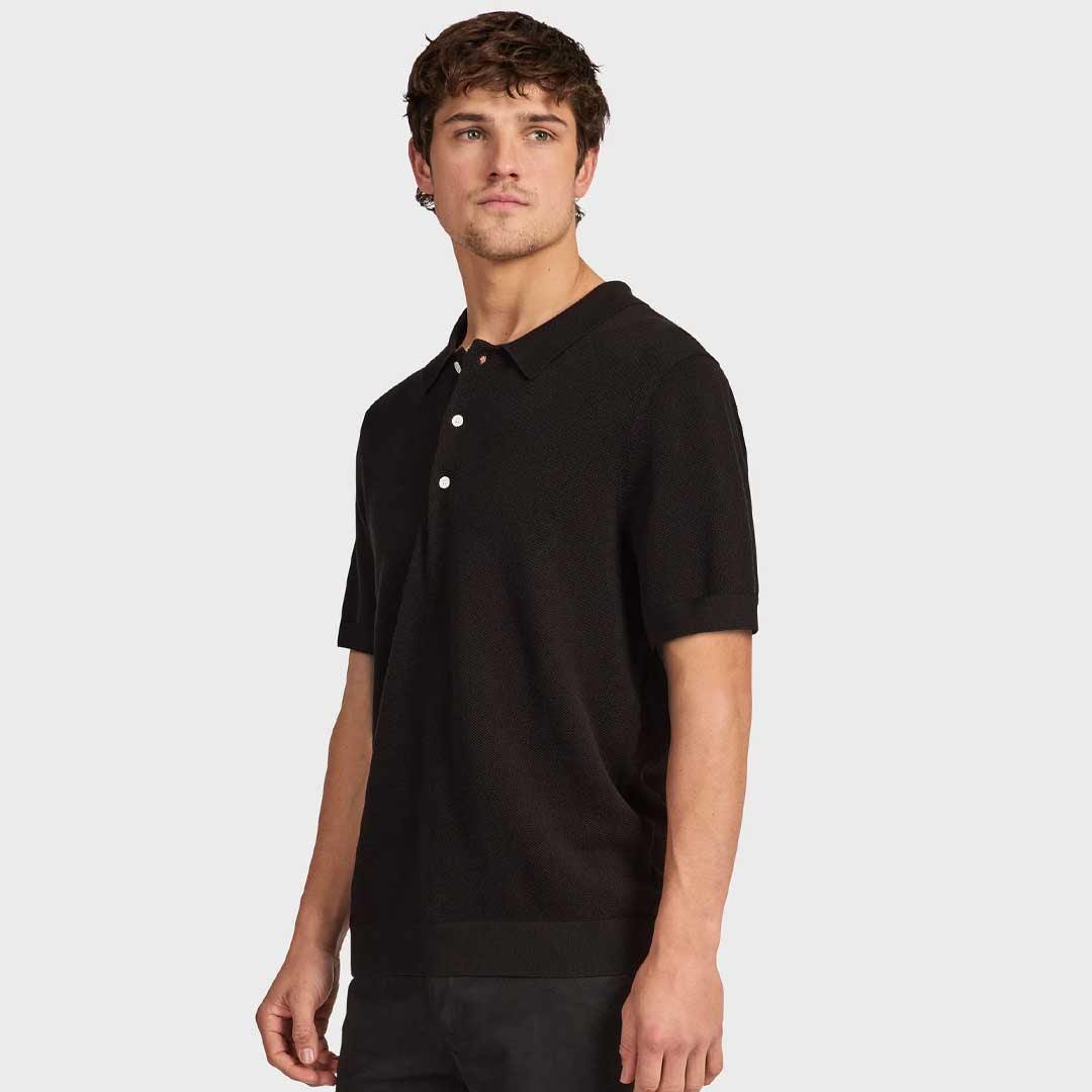 Riley Knit Polo | Black