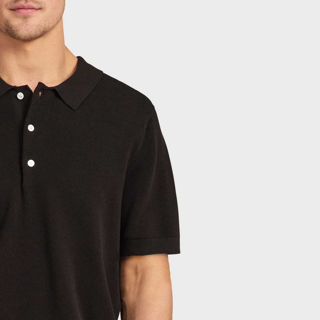 Riley Knit Polo | Black