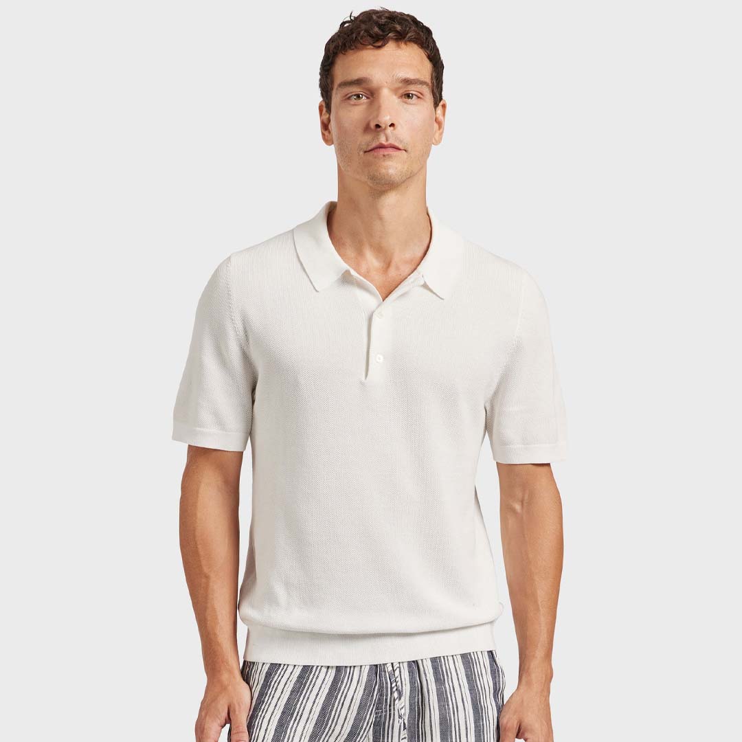 RILEY KNIT POLO | OFF WHITE