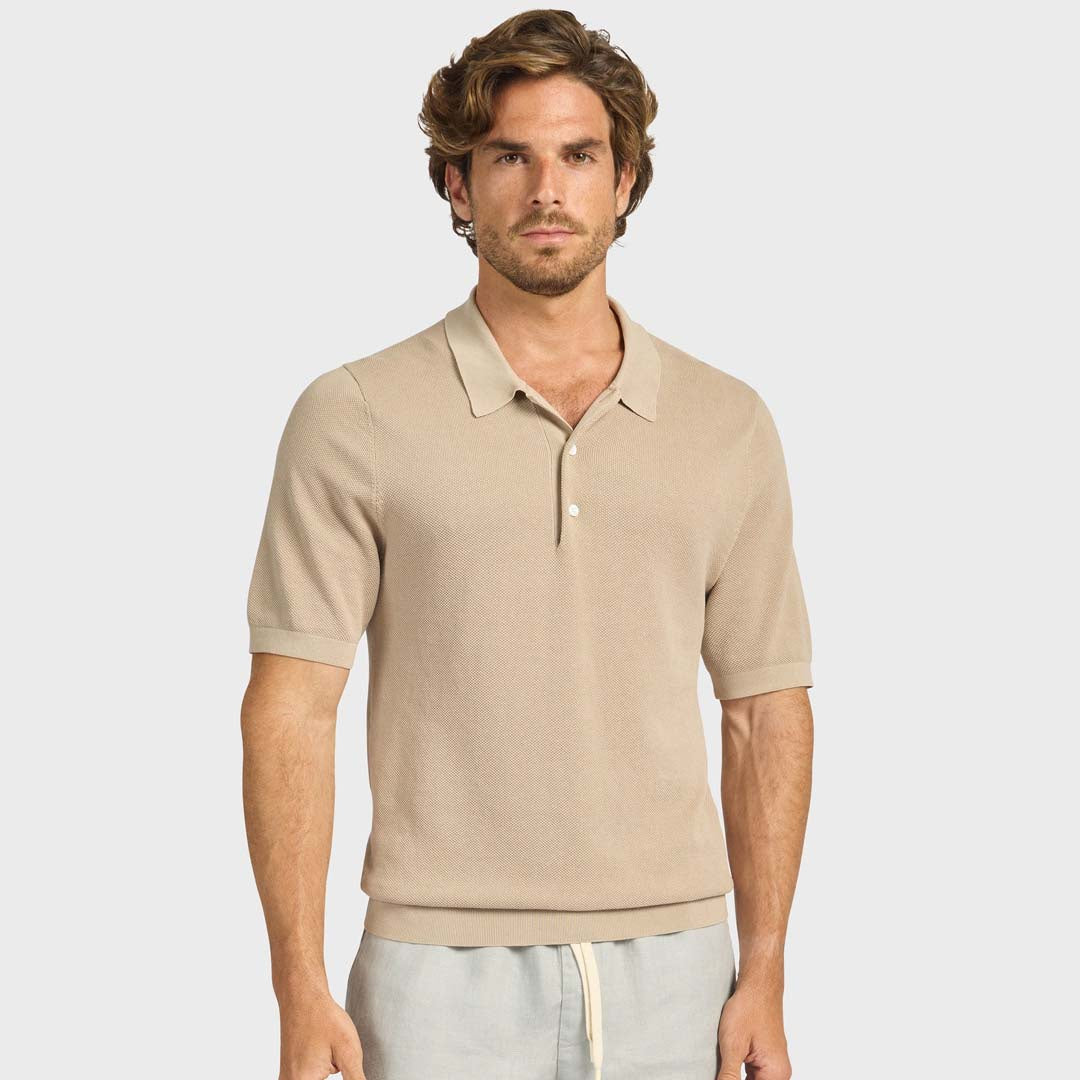 RILEY KNIT POLO | OATMEAL