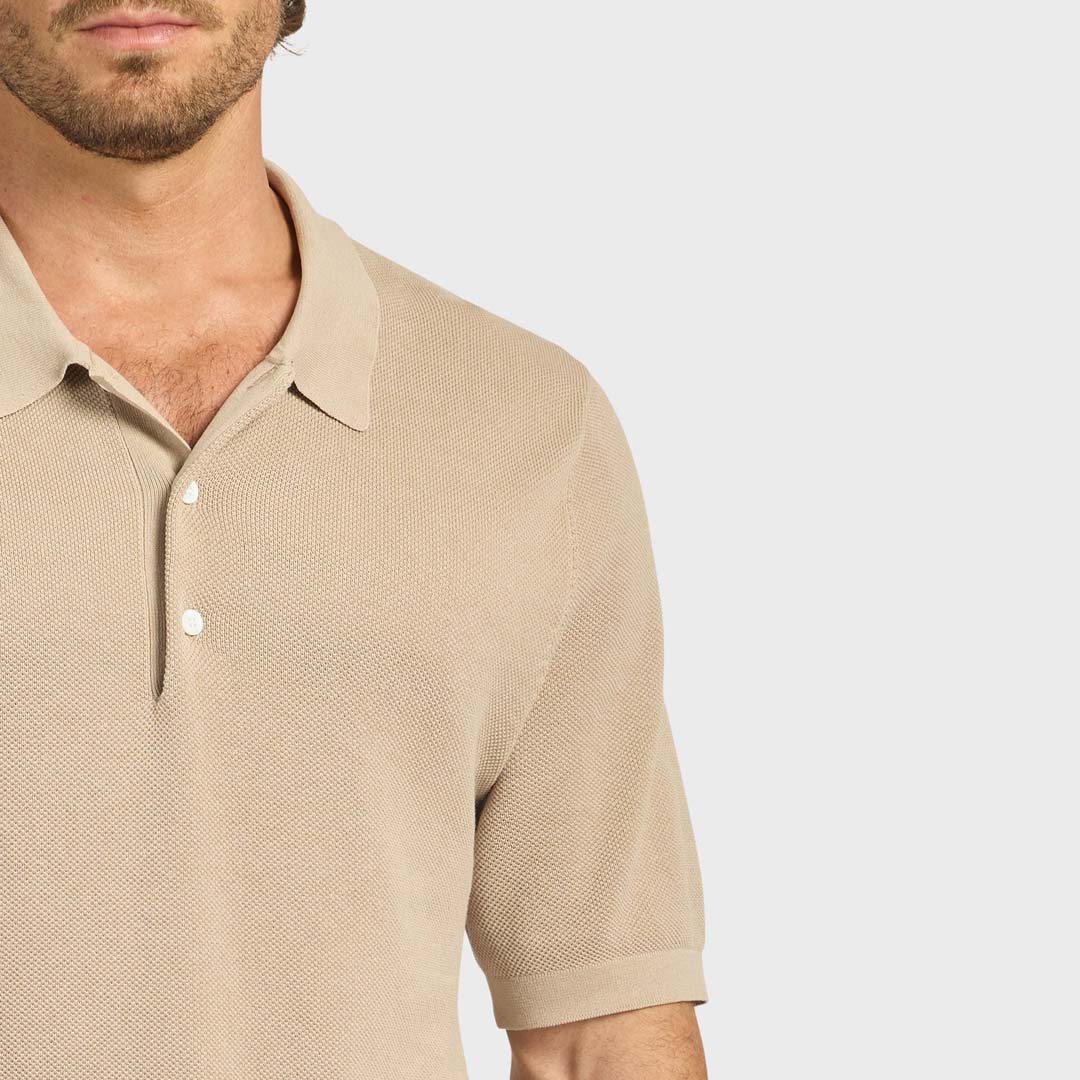 RILEY KNIT POLO | OATMEAL