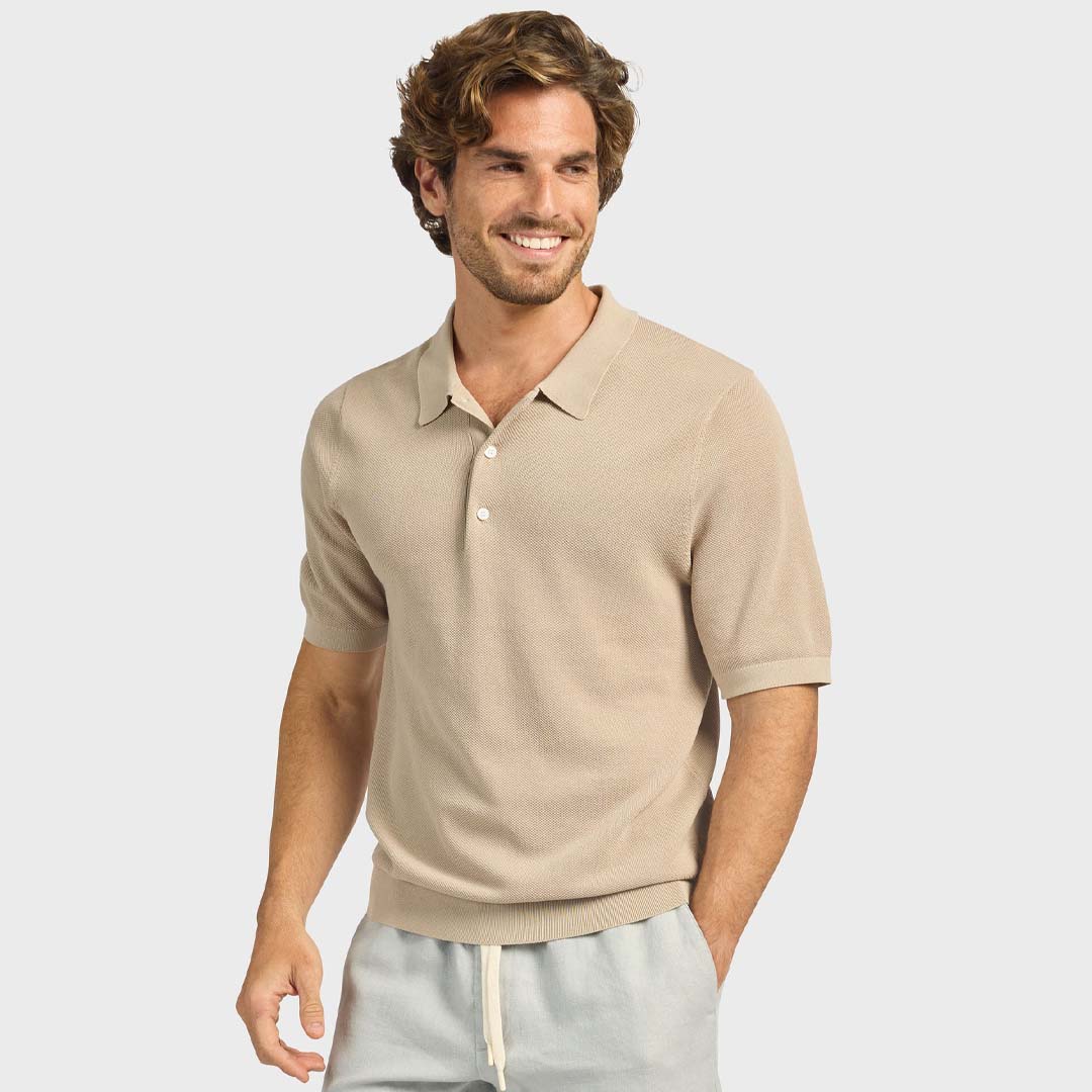 RILEY KNIT POLO | OATMEAL