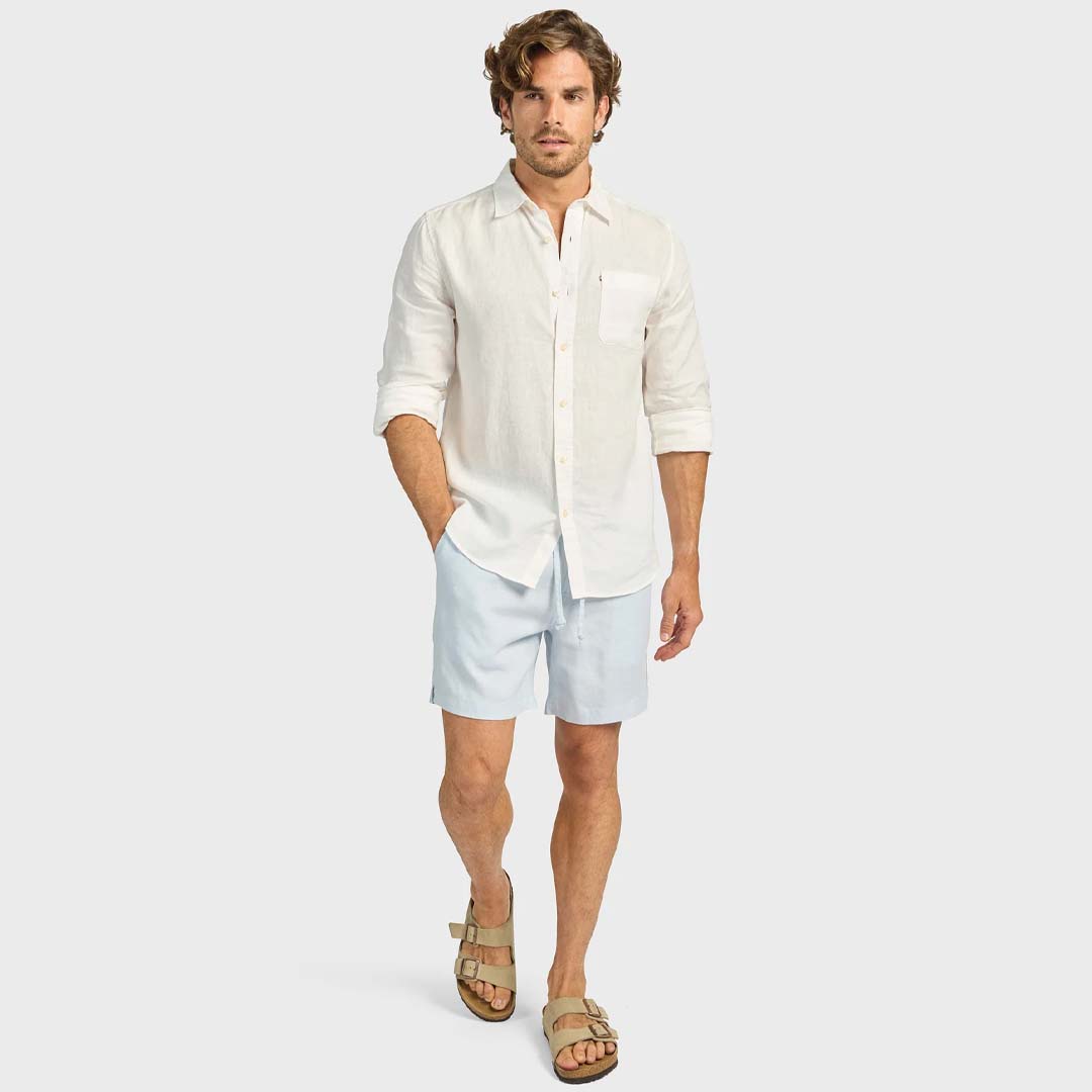 RIVIERA LINEN SHORT | BLEACH BLUE