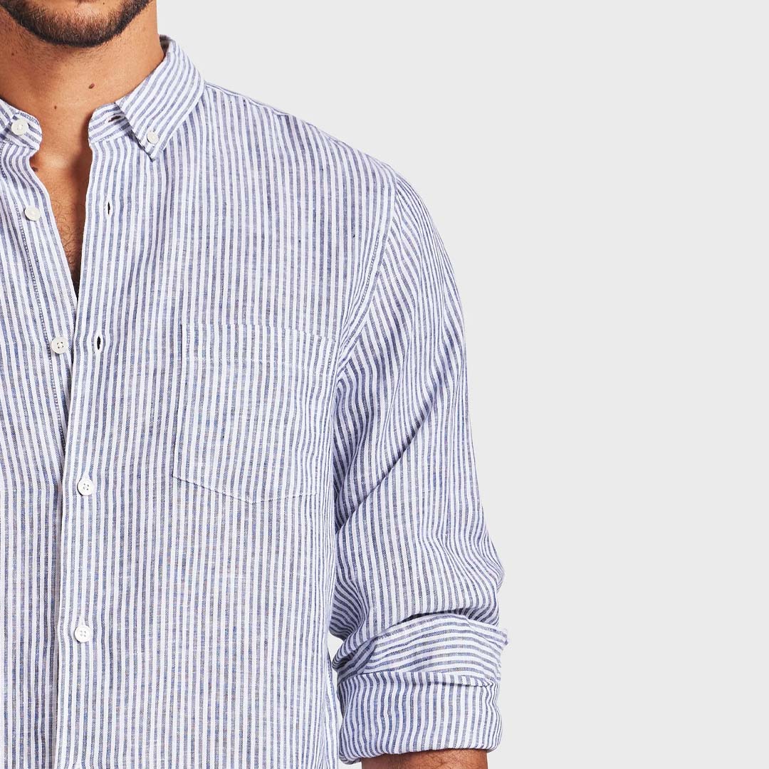 RORY LINEN SHIRT | NAVY/STONE