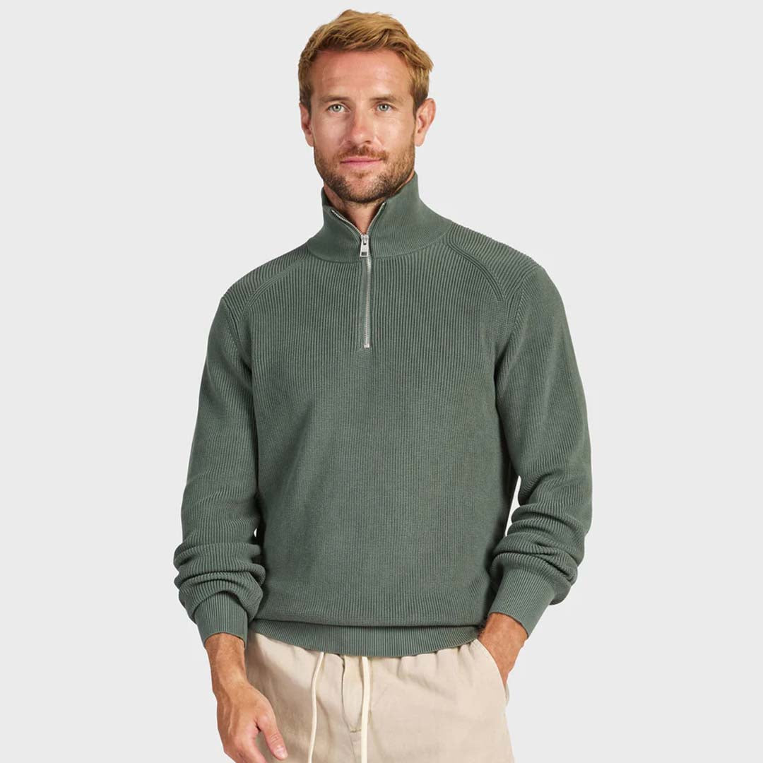 Oliver 1/4 Zip Knit | Cypress Green