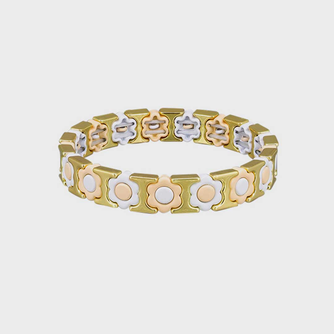 Daisy Tile Bracelet | White + Peach